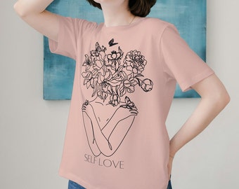 Selbstliebe T-Shirt, botanisches T-Shirt, Blumen-T-Shirt, schönes Selbstliebegeschenk