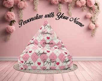 Personalize with Your Name, Customize Your Coquette Style, Personalized Name Bean Bag Chair Cover, Personalized chair slipcover