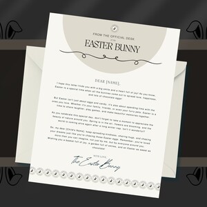 Lettre officielle personnalisée du lapin de Pâques | Lettre chasse aux œufs de Pâques | Lettre personnalisée de lapin de Pâques | Modifiable avec Canva | Neutre