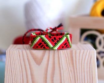 Bracciale dell'amicizia / Bracciale dell'amicizia all'anguria / Bracciale all'anguria / Bracciale estivo / Bracciale fatto a mano / Accessori all'anguria
