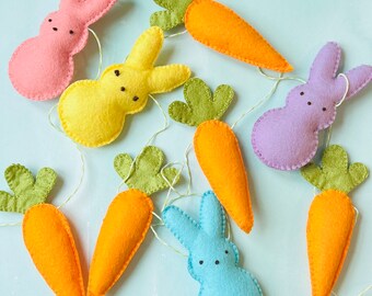 Felt Easter Garland - Spring Peeps & Carrots