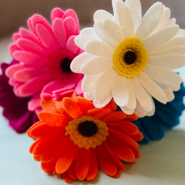 Felt Gerbera Daisy Flowers - Single or Bouquet