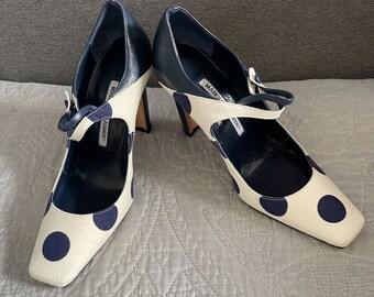 Vintage Manolo Blahnik Polka Dot Mary Janes