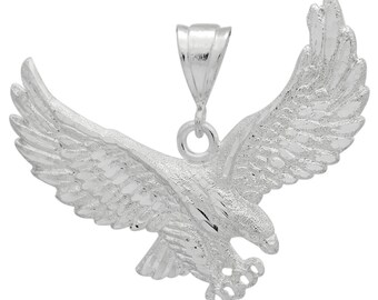 925 Sterling Silver Eagle Pendant Diamond Cut Finish
