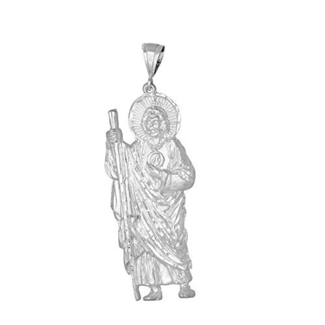 925 Sterling Silver St Jude San Judas Tadeo Pendant 4 Inches Big XL. - Etsy