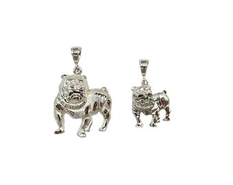 925 Sterling Silver Diamond Cut Bull Dog Pendant