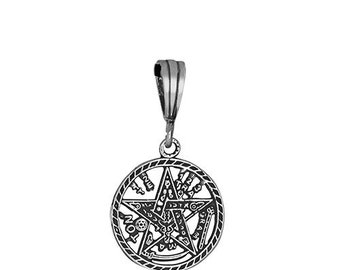 925  Sterling Silver Wiccan Pentagram Tetragrammaton Star Pendant