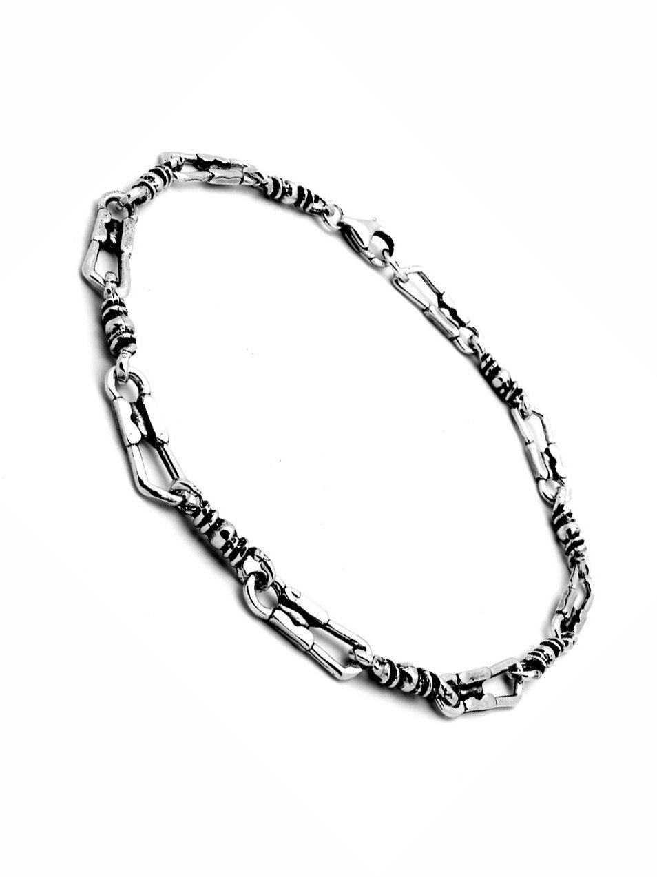 925 Sterling Silver Oxidize Antique Finish Fisherman Link Bracelet Necklace