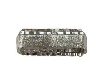 925 Stamped Sterling Silver Diamond Cut Two Finger Nugget Ring