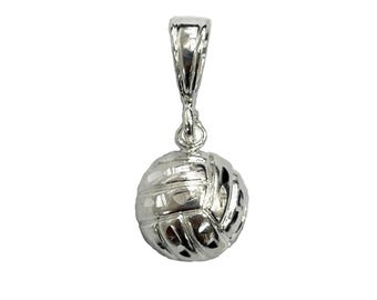 925 Sterling Silver Diamond Cut Sports Small Volleyball Pendant