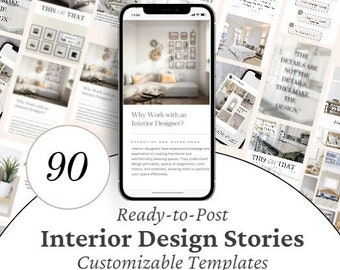 Interior Design Instagram Stories | Interior Design IG Post Templates | Minimalist Canva Templates | Neutral Editable Template Social Media