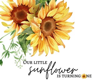 Sunflower First Birthday Invitation