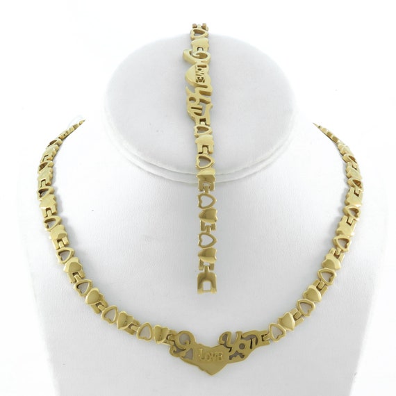 Women's XOXO Hugs And Kisses Necklace & Bracelet Set - Anti-Tarnish Stainless Steel