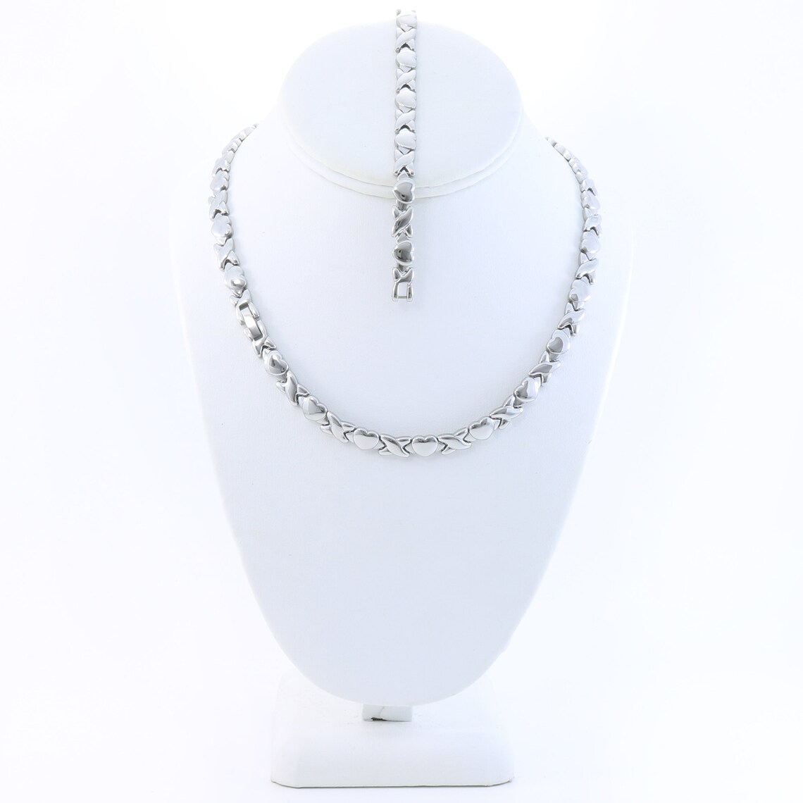 NEW Hugs & Kisses Necklace Bracelet Set Stampato Stainless Steel Gold Plated 18