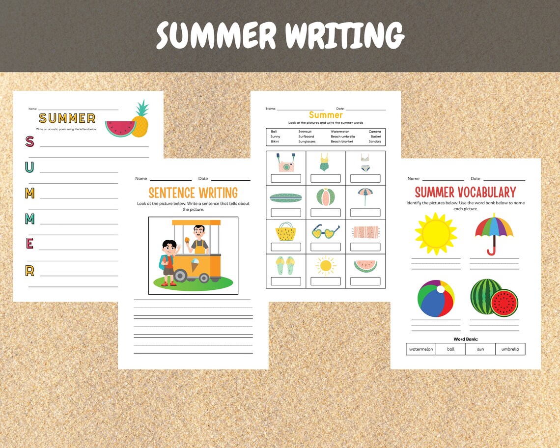 Printable Kids Summer Activity Book, 52 Pages Kids Camp Coloring Pages, 8.5 X 11 Preschool ...