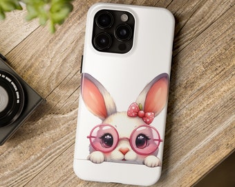 Funda para iPhone con adorable conejito, funda para teléfono con diseño de conejo, funda protectora para modelos de iPhone, funda para teléfono con ilustración de animales, conejo de Pascua