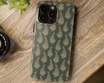 Vintage Fern Pattern iPhone Case, Green Botanical Print, Durable Phone Cover, Nature design, Unique Gift Idea