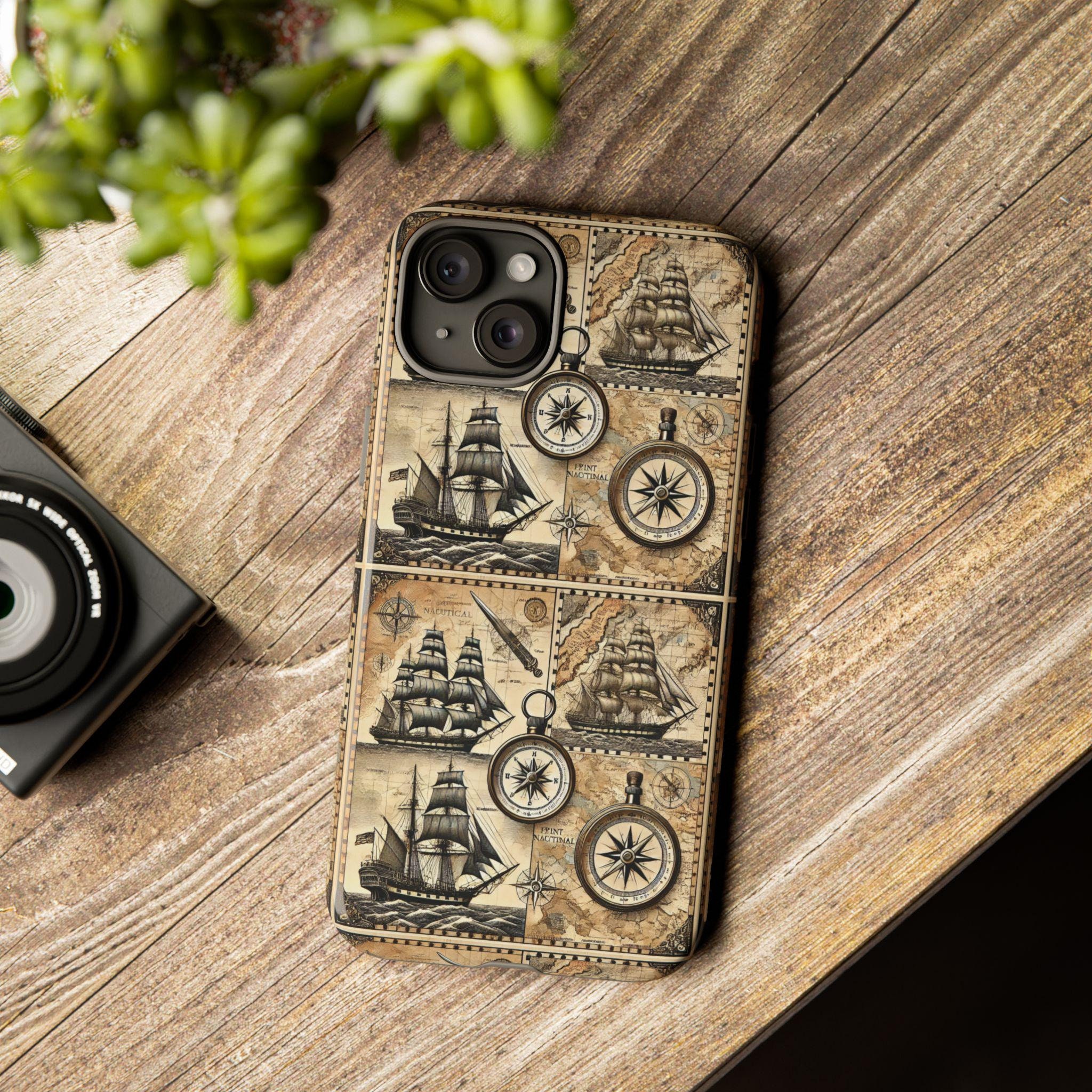 Buy Vintage Nautical Ship Compass Phone Case, Antique Maritime Map