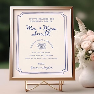 Editable Audio Guestbook Sign Template | Modern Wedding Sign | Retro Phone Voicemail Guestbook | Printable 8x10 | Minimalist Wedding Decor