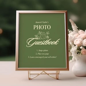 Photo Guestbook Sign Wedding Printable | Editable Polaroid Guest Book Sign | Instant Download 8x10 Canva Template | Modern Wedding Decor