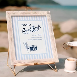Editable Photo Guestbook Sign for Wedding | Instant Download | Polaroid Guest Book Table Sign | 8x10 Canva Template Printable