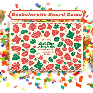 Szablon gry alkoholowej „Pizza Bachelorette Party”, motyw „Ostatni kawałek życia singla”, szablon Canva 24x18 do pobrania w wersji cyfrowej, możliwość dostosowania