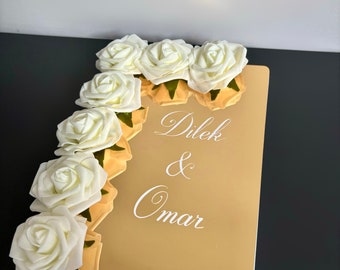 Livre d'or mariage personnalisé - Livre d'or plexiglas doré ou argenté - Livre d'or fleuri - souvenir mariage - Livre d'or personnalisable