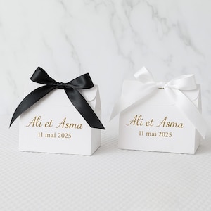 Juego de 50 cajas para tartas personalizadas - Caja para dulces o recuerdos de boda - Regalo de recuerdo de boda - Caja de cartón rígido personalizada