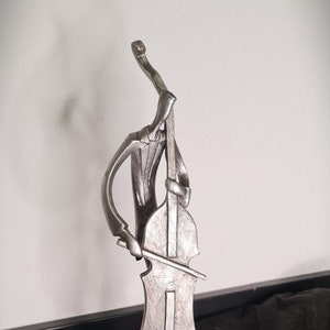 Handmade sculpture 'Man with cello', figurine, gift, musical man, decoration, silver color image 1