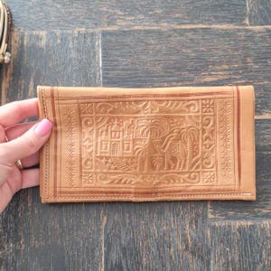 Cartera africana/de Oriente Medio de piel auténtica color canela suave hecha a mano vintage