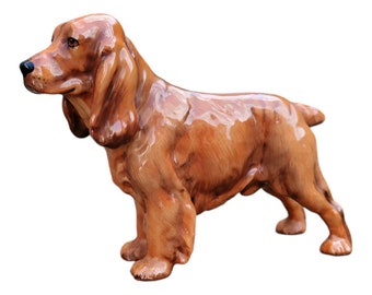 Rara figura de porcelana Cocker Spaniel HN1187 Royal Doulton Dogs, vintage y hecha a mano, Mid Century