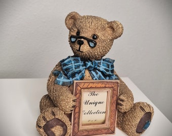 Vintage teddybeer 18 cm fotolijst, decoratie, voor verzamelaars, teddybeer beeldje standbeeld ornament, fotolijst