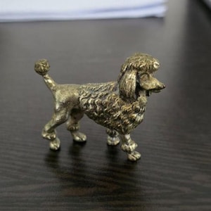 Antique Brass Poodle dog miniature Handmade figurine brass animal Dog miniature desk decor Poodle gifts for a poodle lover