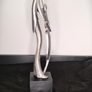 Handmade sculpture 'Man with cello', figurine, gift, musical man, decoration, silver color image 4