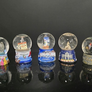 Snow mini globe, Souvenir snow ball Gran Canaria, Madrid,Cabo San Lucas, Hrvatska, Karpathos shaking glass ball, water ball 6.5 cm /2.6 inch