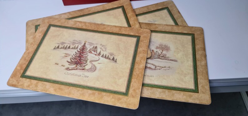 Villeroy & Boch 4 stuks Winter Kerst Placemats Kurk 18X11.25, vintage afbeelding 2