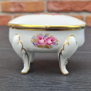 Antique Porcelain JLMenau Graf Von Henneberg Case Lid Trinket Box, marked with number Made in Germany jewellery dish bonbonniere gold plated