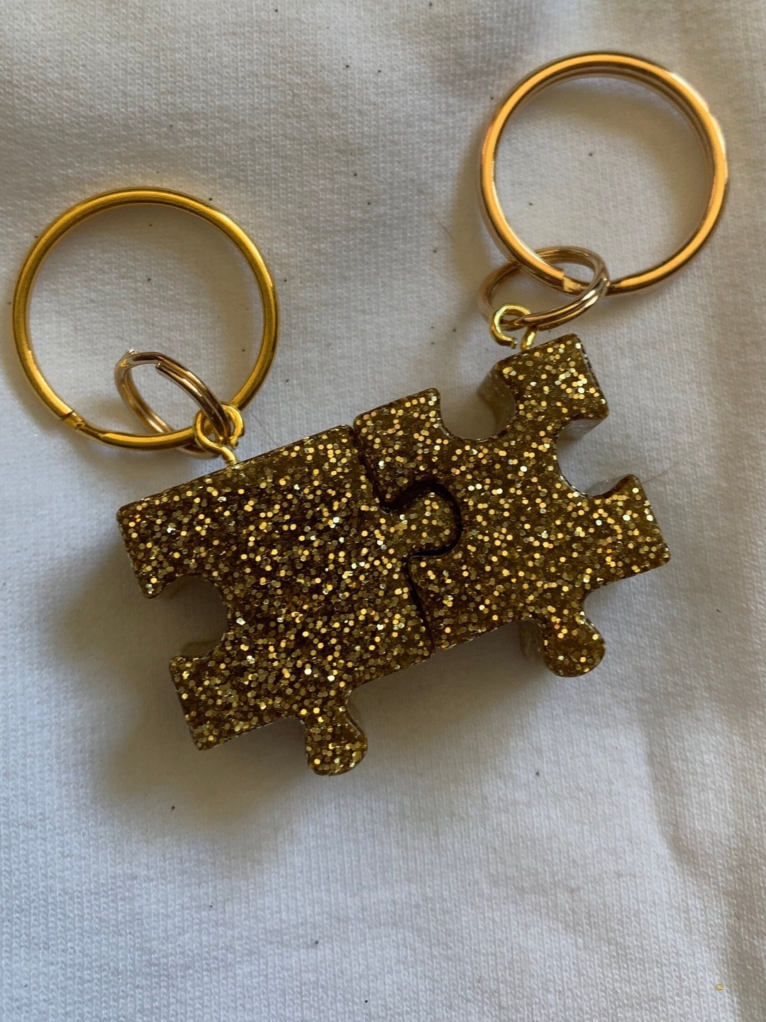 Puzzle Piece Gold Keychain - Etsy