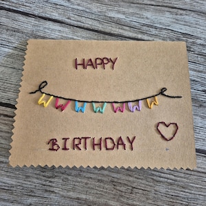 Geburtstagskarte - Geschenk - Jubiläum - Geburtstag - Karte - Embroidery - Stickerei - Handarbeit - Handmade - Geburt - Baby - Hello Baby