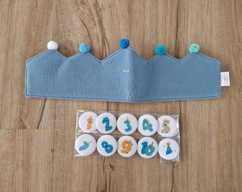 Muslin Birthday Crown - Interchangeable Numbers 1-10 - Gift for Children's Birthday - Birthday Crown 1st Birthday Girl & Boy