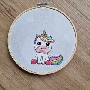 Embroidery picture unicorn / embroidery frame unicorn / wall decoration / 18 cm embroidery picture / gift for birth / embroidery image 2