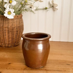 Vintage Small Brown Stoneware Crock