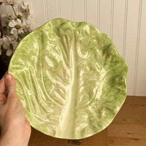 Antique Lettuce Leaf Plate, Cabbage Ware, Majolica Wannapee Trademark, Early 20th Century