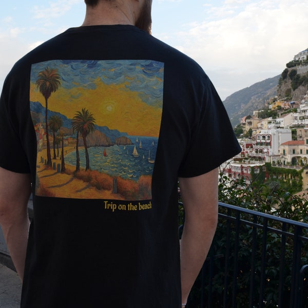 Oversized T-Shirt "Trip on the beach", Psychedelic Techno Festival T-Shirt, Kunstdruck, Trippy Rave T-Shirt