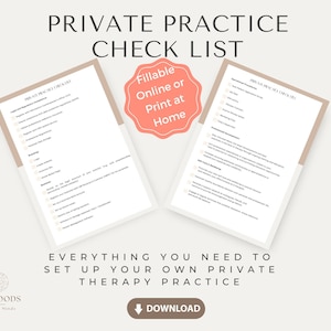 Private Therapy Business Form, Fillable PDF, Private Practice Check list, Therapist Form, Private Practice Resource, Digital Download