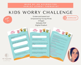 Anxiety Relief for Children Coping Skills for Worry Relief, Worry Worksheet, CBT for Children, CBT for Worry and Anxiety, Therapy Workbook