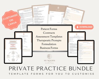Plantilla de Canva, formularios de práctica privada, creación de empresas, marca de plantilla, terapia de práctica privada, recursos para terapeutas, plantilla de contrato