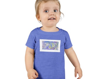 T-shirt da bambino con spazio e stelle, disegno ad acquerello