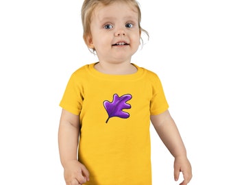 T-shirt per bambini con foglia viola pittorica