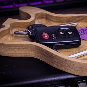 Tele Guitar Shaped Catch All Tray, Gift for Musicians,  Guitar Dish Tray, Wooden Anniversary Gift, Catch All Tray, Valet Tray, Birthday